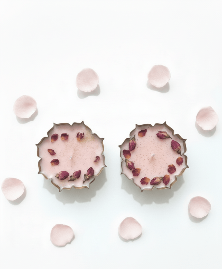 Rose Soy Wax Urli Candles – Handmade & Eco - Friendly - AYRAA VEDAAYRAA VEDA