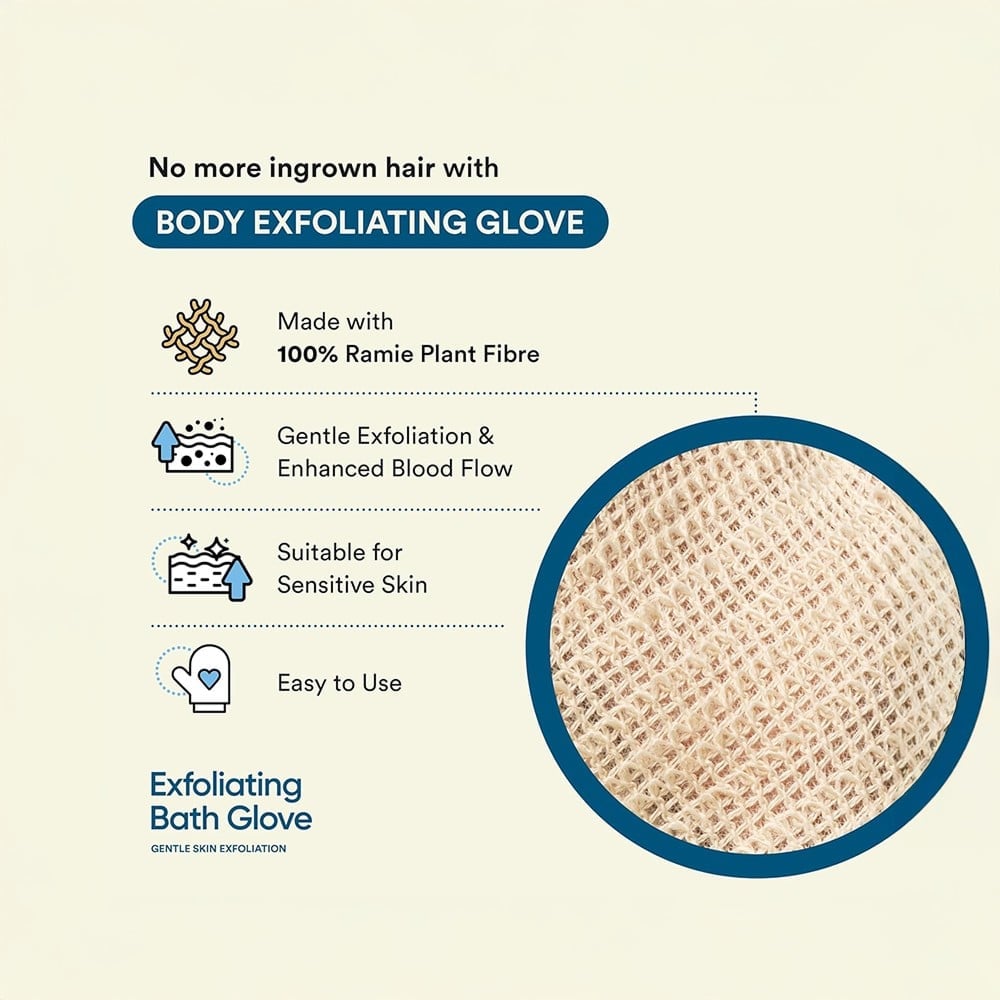 Ayraa Veda Exfoliating Bath Glove With Natural Ramie Fibers | Bathing Gloves - AYRAA VEDA