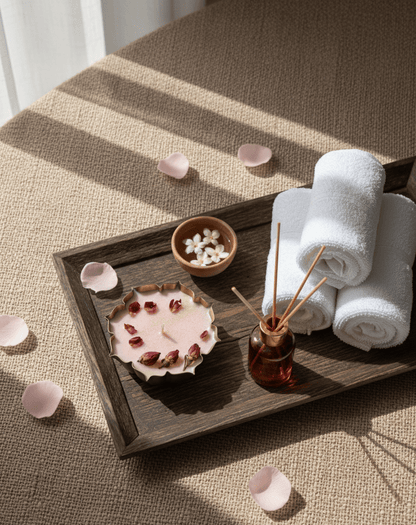 Rose Soy Wax Urli Candles – Handmade & Eco - Friendly - AYRAA VEDAAYRAA VEDA